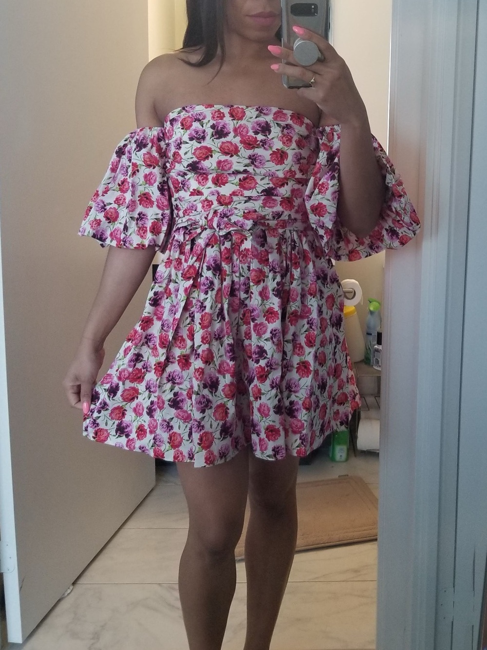 Zara Pink & Purple Floral Mini Dress - Picture 9 of 9